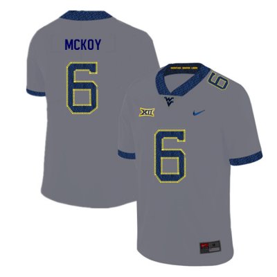 Men's West Virginia Mountaineers NCAA #6 Kennedy McKoy Gray Authentic Nike 2019 Stitched College Football Jersey RC15V34BZ